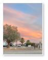 Sunset over the campground at Dreamers RV Park in Salome, Arizona.